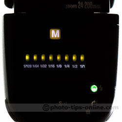 Nissin Di700 flash: Manual menu, full stop increments